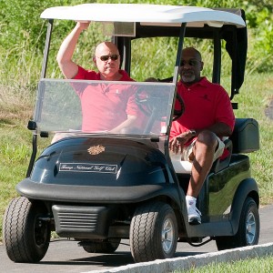 Gary Hoffman, left, and fellow volunteer Tony Sanderson at YouthQuest's 2010 golf tournament