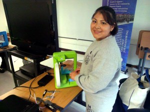Freestate ChalleNGe Academy Cadet Nancy Tapia-Loza in 3D printing class