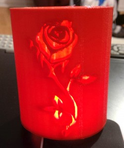 The 3D-printed rose lantern made by Cadet Kenneth Cruz