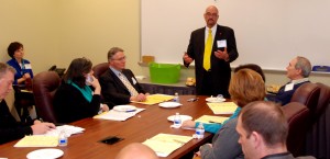 YouthQuest Co-Founder and Vice President Allen Cage talks to the 2014 Step Up Loudoun Youth judges about the Foundation's work.