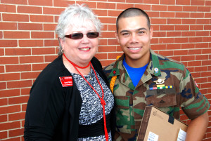 YouthQuest Co-Founder and President Lynda Mann with Adonis Gonzales, 3D ThinkLInk graduate from Freestate ChalleNGe Academy in June 2013