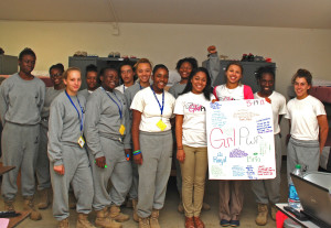 Bria Toussaint and Royal Phillips led GRL-PWR mentor training for cadets at South Carolina Youth ChalleNGe Academy in May, 2013