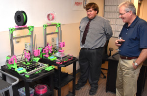 Pink Frog 3D printers on display in the 3D ThinkLink Lab during YouthQuest's 10th anniversary celebration