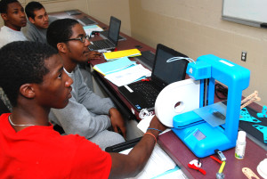 3D ThinkLink students work with a Cube 2 printer in class at DC's Capital Guardian Youth ChalleNGe Academy