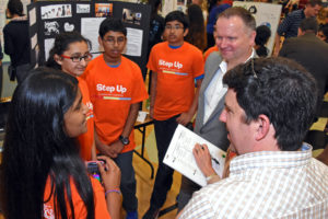 Judges listen to a team's presentation at the 2017 Step Up Loudoun youth Competition