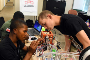 reestate ChalleNGe Academy Cadets Stephen Brown and David Kelly in Freestate ChalleNGe Academy Cadets Stephen Brown and David Kelley in advanced training in YouthQuest's 3D ThinkLink Creativity Lab in June 2017