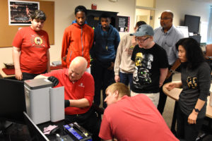 PHILLIPS School students and teachers visit YouthQuest's 3D ThinkLink Creativity Lab in April, 2017