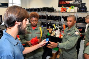 Senior Lab Manager John Fitzell led a Vocational Orientation tour of the University of Maryland's Terrapin Works facilities for 3D ThinkLInk students from DC's Capital Guardian Youth ChalleNGe Academy