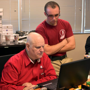 3D ThinkLInk scholarship winner Caleb Pearson from South Carolina Youth ChalleNGe Academy with YouthQuest Director of Instruction Tom Meeks at Immersion Lab Week November 2018