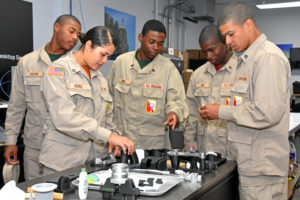 South Carolina Youth ChalleNGe Academy cadet Naomi Perez with other 3D ThinkLink students at Vocational Orientation at Duncan-Parnell in Charlotte, NC