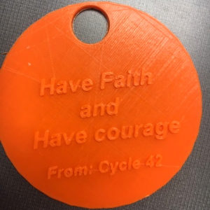 3D printed tag made for children in hospital by South Carolina Youth ChalleNGe Academy 3D ThinkLink class for community service project