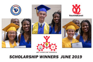 3D ThinkLink scholarship winners Hunter Lusby, Naomi Perez and Ka’Dejah Riley with instructor Germaine Rasberry of South Carolina Youth ChalleNGe Academy