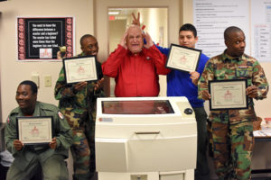 Tom Meeks with 3D ThinkLink students from Freestate and Capital Guardian Youth ChalleNGe Academies on the final day of Advanced Training November 2019