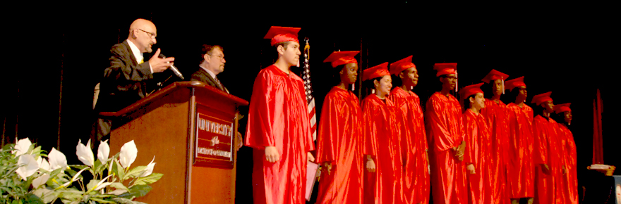 YouthQuest Vice President and Co-Founder Allen Cage speaks at awards ceremony for 3D printing class from Capital Guardian Youth ChalleNGe Academy on June 14, 2014 at the University of the District of Columbia.