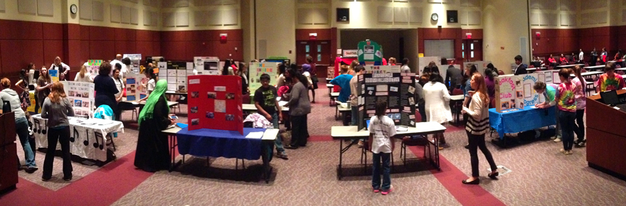 Teams set up their project displays for the 2015 Step Up Loudoun Youth competition, sponsored by the YouthQuest Foundation