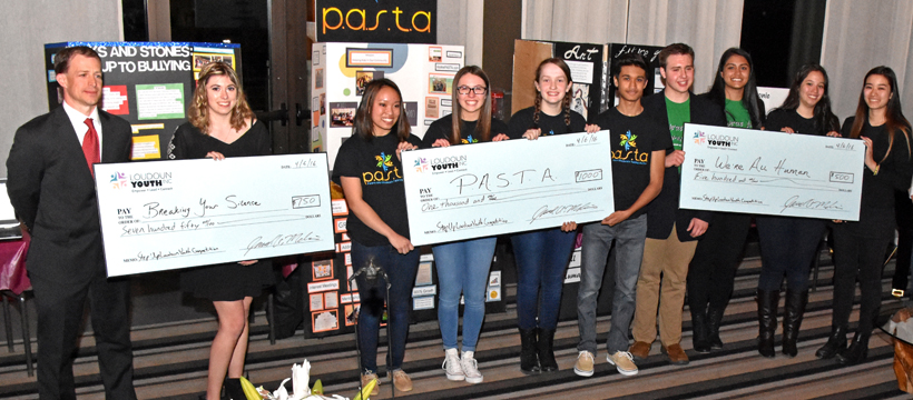 The top three teams in the Step Up Loudoun Youth Competition, sponsored by YouthQuest, on April 6, 2016