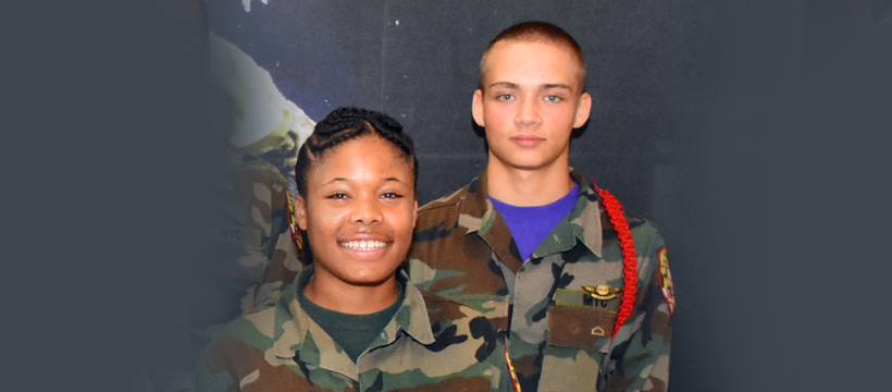 3D ThinkLink essay contest scholarship winners Brock Jasmann and Aunya’ Jones from Freestate ChalleNGe Academy