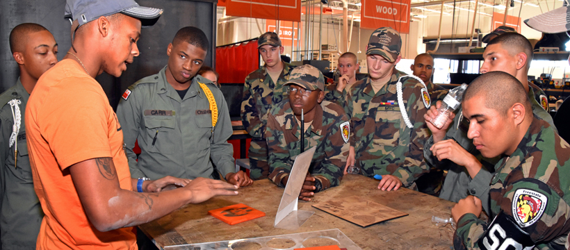 3D ThinkLink students from Freestate and Capital Guardian Youth ChalleNGe Academies visit The Foundery in Baltimore for Vocational Orientation on October 24, 2017