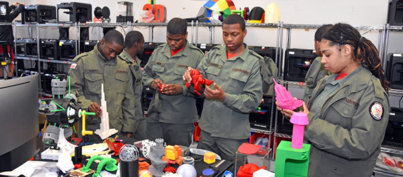 3D ThinkLink students from Capital Guardian Youth ChalleNGe Academy at University of Maryland Terrapin Works April 2018 Vocational Orientation